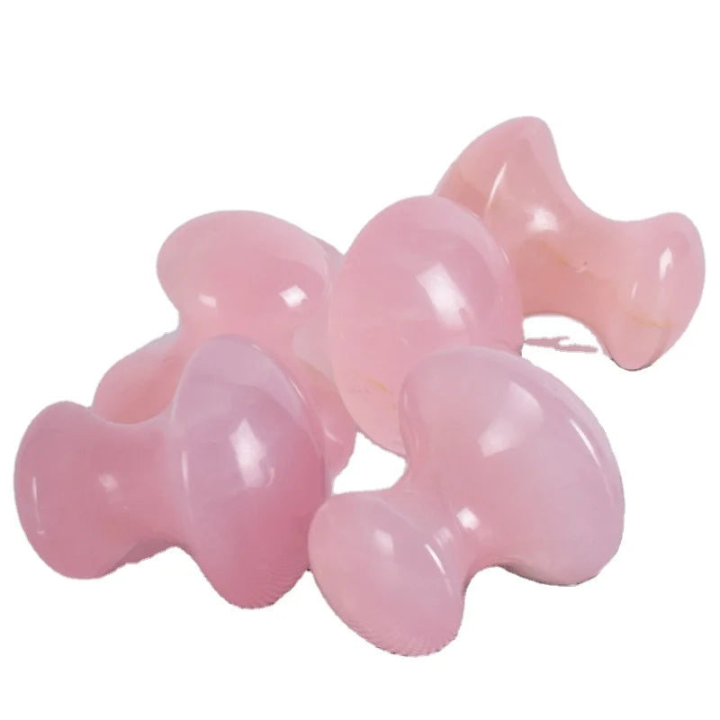 Huiying Mushroom Shaped Gua Sha Scraping Massage Face Face Rose Quartz Guasha Board Scraper Tool