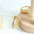 French Designs New Semi-Double Layer Shining Cubic Zircon Queen Design Titanium Steel Ring Female Design 18K Vacuum Plated