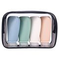 Custom TSA Approved Luxury 3oz 90ml Refillable 4 in 1 Silicone Travel Bottle Set Leak Proof Premium Silicone Travel Bottle Set