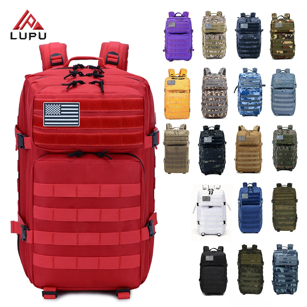 Large Capacity Waterproof Tactical Backpack with Internal Frame Practical Polyester Lining Zipper Closure for Hiking Camping
