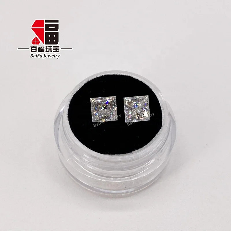 Baifu Jewelry Top Clarity VVS DEF square Princess Cut Moissanite