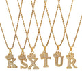 Fantasy Jewelry 18K Gold Plated Stainless Steel Long Necklaces Sets Trendy 26 Letter Alphabet Pendants with Zircon for Women