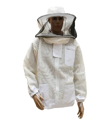 Ultra Cool 3 Layer Mesh Beekeeping Jacket New Cotton Protective Gear with Ventilated Hoodie Veil