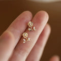 18K Gold Plated Delicate Fancy Cute Rose Flower Stud Earring Pure 925 Sterling Silver Zircon for Women Weddings Engagements