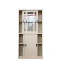 Modern Design Metal Glass Sliding Door Bookcase 4- Shelf Steel Office File Cabinet Cupboard for School & Hospital Use
