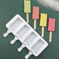 YS 4 Hole 3D Heart Popsicles Mold Non-stick Silicone Ice Cream Molds Homemade DIY Dessert Juice Ice-Pop Mould for Kids Tools