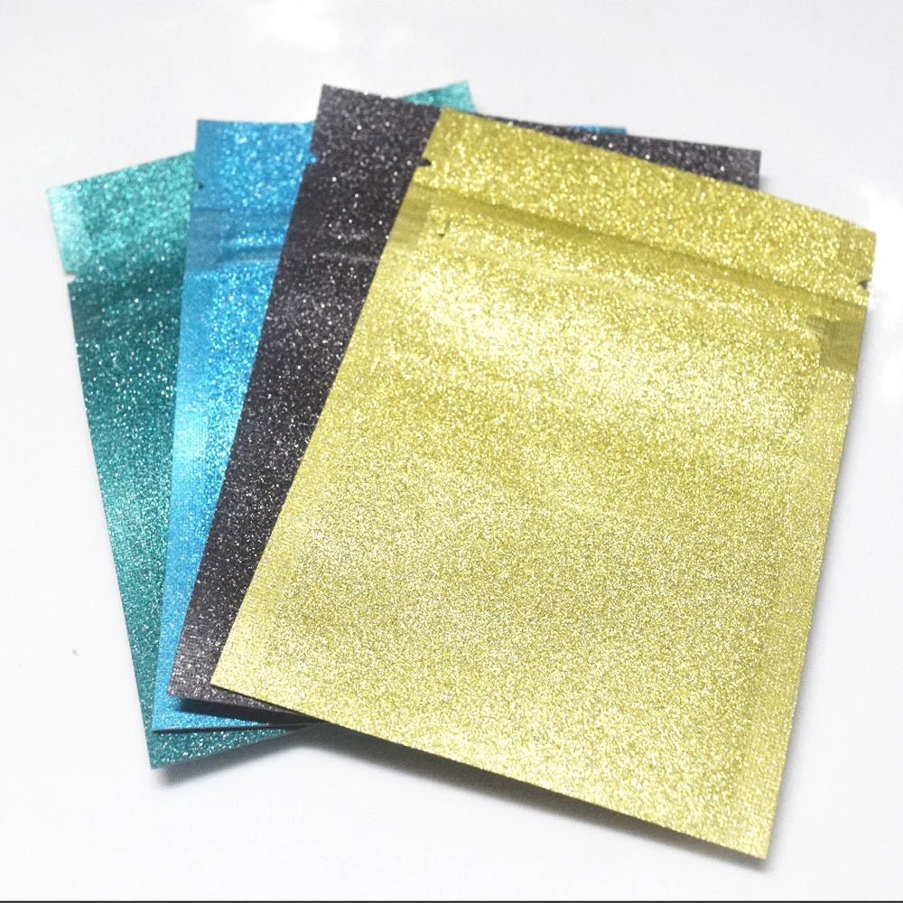 Small Size Plastic Jewelry Pack White Black pink Blue Gold Zip Zipper Lock Bag Glitter