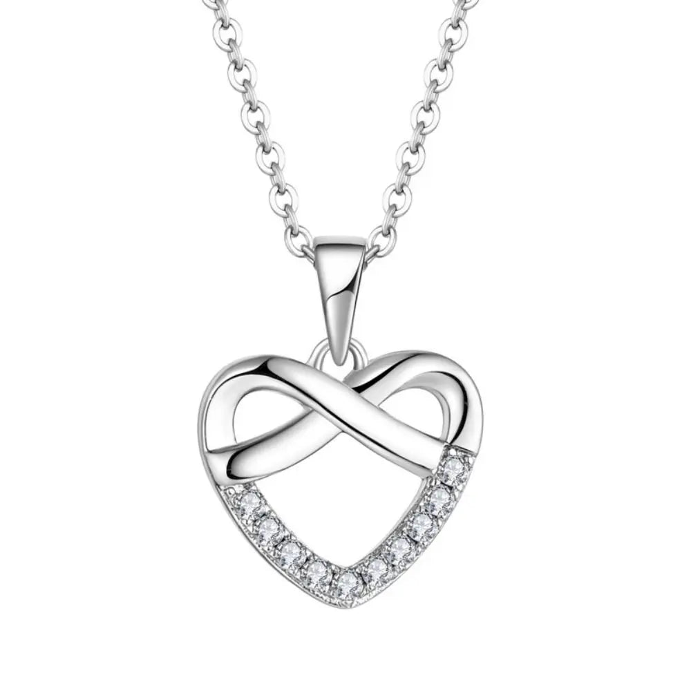 Wholesale Fashion Custom Moissanite Jewelry Necklace Cubic Zirconia S925 Women Infinity Heart Shape Silver CZ Necklace