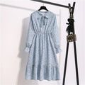 2022 Spring and Autumn Floral Chiffon Dress Mid-length Waist Bottoming Skirt L0543-1