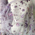 3D Embroidery Star and Moon  Floral Sequins Lace Fabric