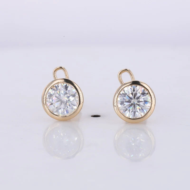 Starsgem 1tcw CVD HPHT D VVS2 Round Cut Solid Gold 14K  Lab Grown Diamond Bezel Setting Earring Studs