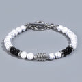 Fashion 6MM Tiger Eye Natural Stone Stainless Steel OT Chain Bracelet Charm Women Men Gifts STB066