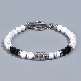 Fashion 6MM Tiger Eye Natural Stone Stainless Steel OT Chain Bracelet Charm Women Men Gifts STB066