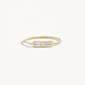 Peishang Custom Design Jewelri Stacked Double baguette Zircon Diamond Ring Double 925 Sterling Silver Casual Rings for Ladies