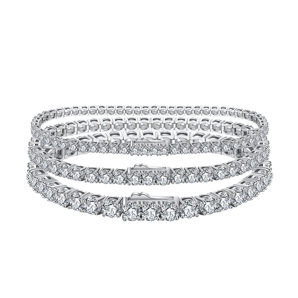 RINNTIN SB128 Fine Jewelry Quality Pulsera 925 Sterling Silver Bracelet Cubic Zirconia CZ Diamond Tennis Bracelet for Women Men