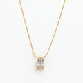 Joolim Jewelry 18K Gold Plated White Zirconia Pendant Dainty Chain Necklace Stainless Steel Jewelry Wholesale
