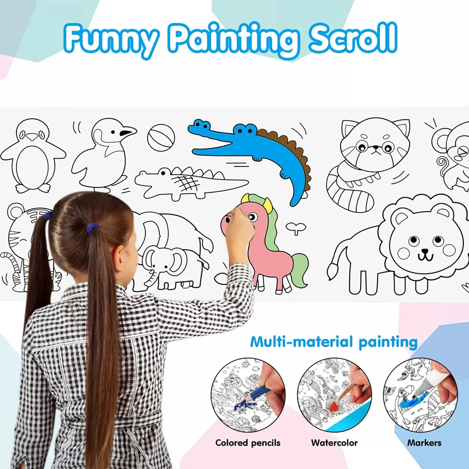 Customized DIY Coloring Paper Roll for Children's Drawing Graffiti Scroll Flexographic Printing High Quality Offset Paper