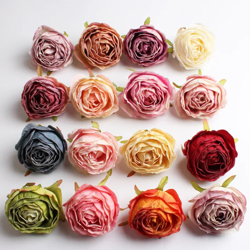 K Wholesale Dry Cheap Silk Rose Flower Head Bulk Artificial Flowers Cake Decoration Christmas New Year Valentine's Day Home Use