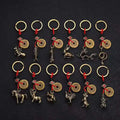 Creative Pure Brass Twelve Chinese Zodiac Brass Chinese Zodiac Key Pendant Key Chain Accessories Rat Cattle Tiger Rabbit Dragon