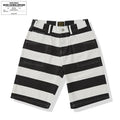 Men Shorts Vintage Motorcycle Striped Cargo Shorts Custom Wholesale Mid-Length 100% Cotton Canvas Work Pants for  Streetwear