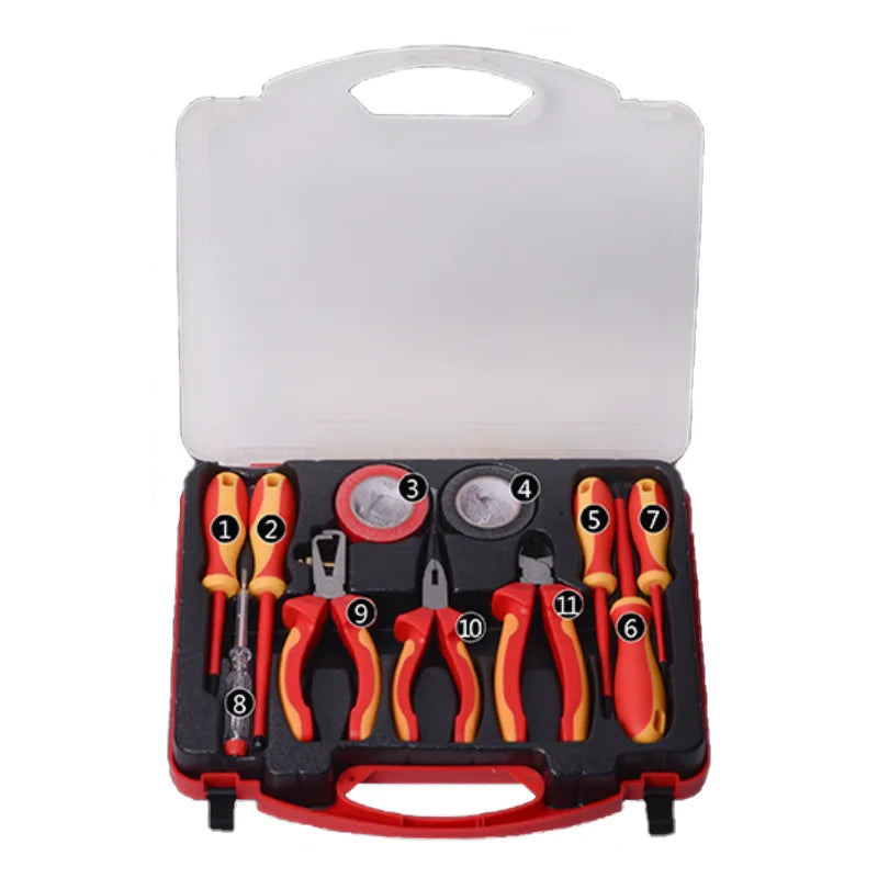 High Voltage Resistant 11pcs Screwdriver Set 1000V VDE Insulated Hand Tool Kits Box for Electricians OEM Supported Factory Price