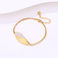 Custom Engraved 18K Gold Plated Stainless Steel Wing Collection Trendy Link Chain Bracelet Necklace & Charm Set for Women