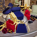 Elegant Soft Velvet Drawstring Pendants Mini Bags Flannel Bracelets Pouches for Valentine's Day