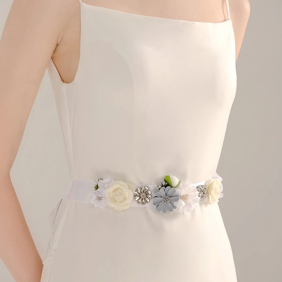 Wedding Dress Decorated Waistband Belt for Women Ribbon Waist Accessories Bridal Fabric Flower Sash Belt