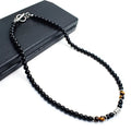 G1555 Wholesale Stone Agate Stone Bead Necklaces Stainless Steel Chain Men Beaded Tiger Eye Necklace