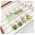 Retro Oil Painting Style Monet Garden Enamel Colorful Flower Drop Earrings 18k Gold Genuine Pearl Pendant Earrings for Women