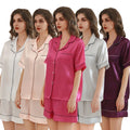 RTS Solid Spring Summer Wedding Silky Satin Quick Dry Soft Short Style Women Pajamas Set for Bride Bridesmaid Gifts