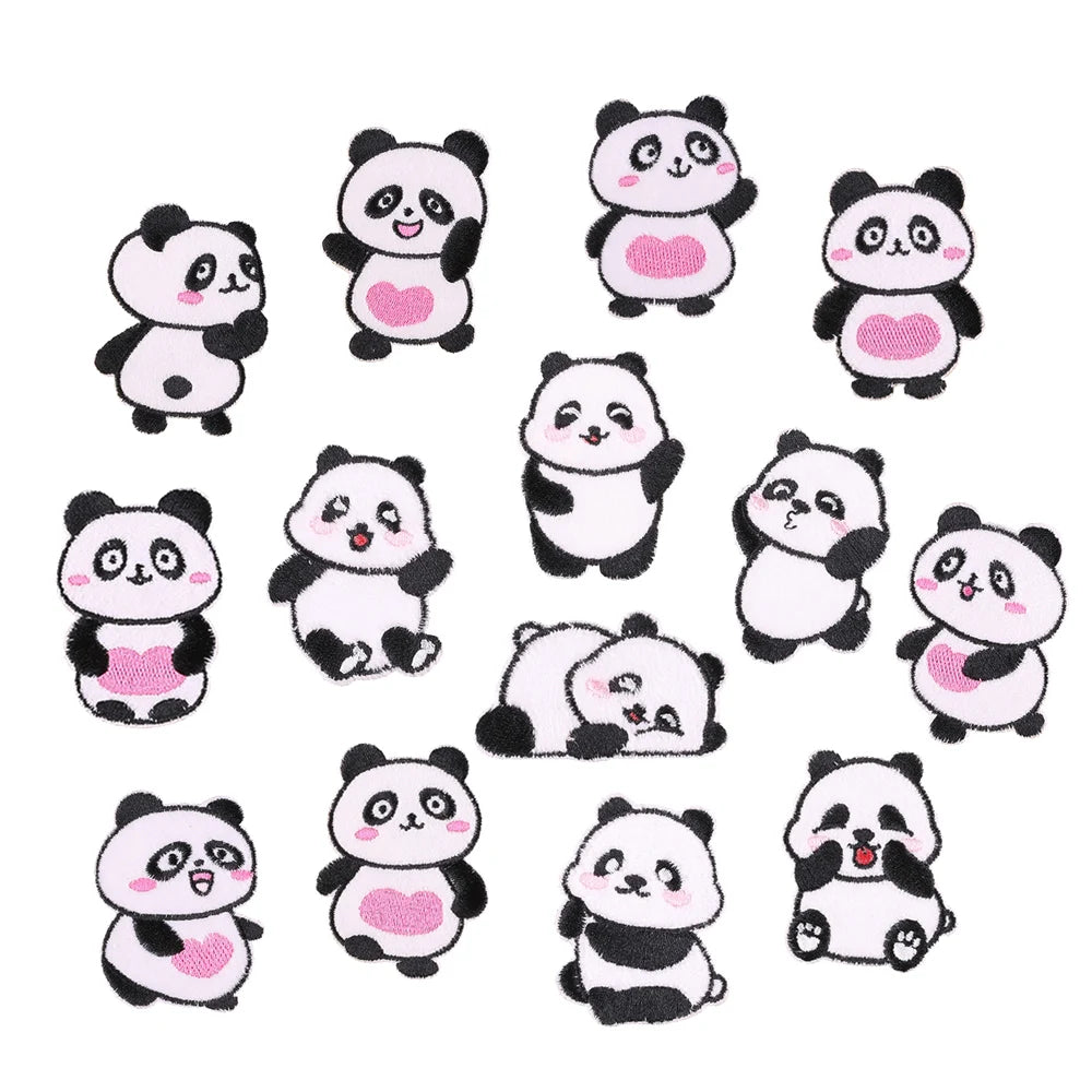 Custom Made Kawaii Panda Style Self-adhesive Stick on Embroidery Patches for Kids Clothes