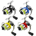 WEIHE Mini Spinning Fishing Reel 4.3:1 Gear Ratio 2+1BB 4 Colors Pesca Fishing Wheel With 50m 2# Line