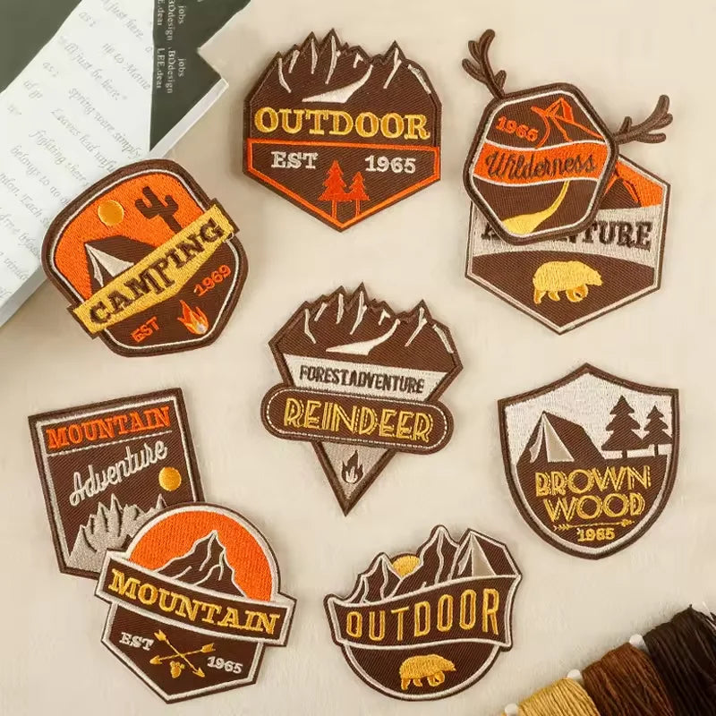 Outdoor Travel Camping Embroidery Patch Custom Embroidered Iron on Patches Thermoadhesive Patches for Jacket Clothing