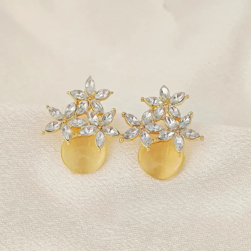 Opal Earrings Korean Temperament Geometric Square Diamond Earrings Ins Simple Earrings Women's Wholesale