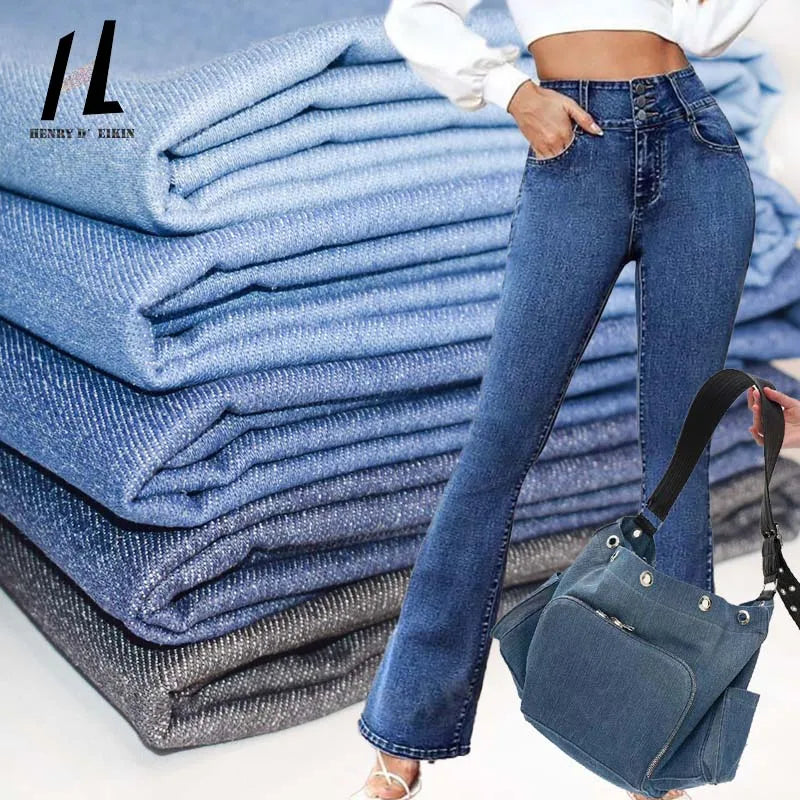 High Quality Washed 350G Heavyweight Stretch Denim Cloth Colored Denim Jean Fabric Wholesale