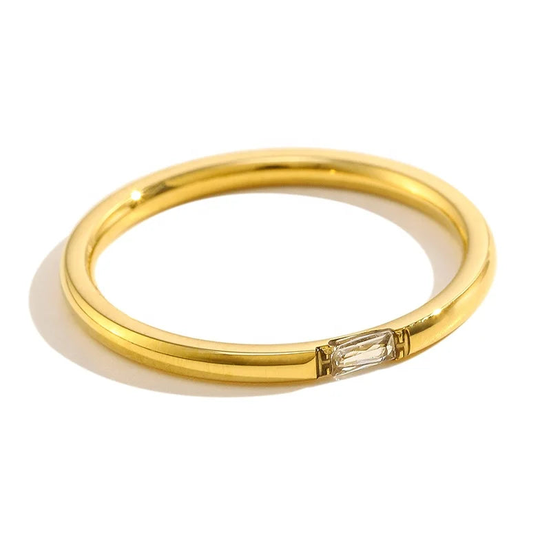 MICCI Hot Selling Wholesale Luxury Jewelry Waterproof Stainless Steel Minimal Zircon Wedding Rings for Couples
