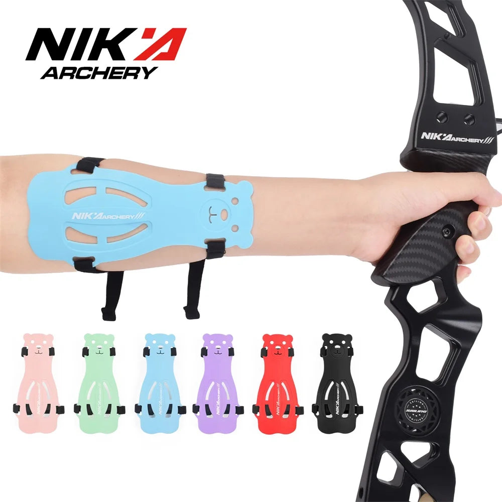 Nika Archery 6inch Arm Guard High Strength PP Arm Protector Shooting Equipments Cute Bear Armguards