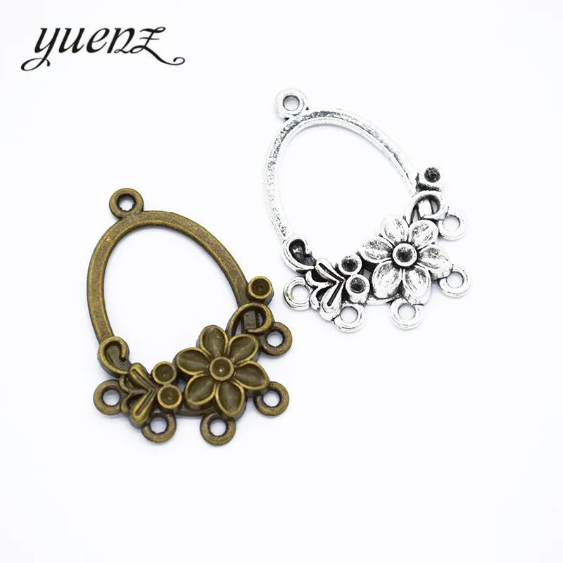 YuenZ Antique Silver Color Flower-shaped Porous Pendant Charms Pendants Jewelry Making DIY Handmade Craft 35*25mm G120