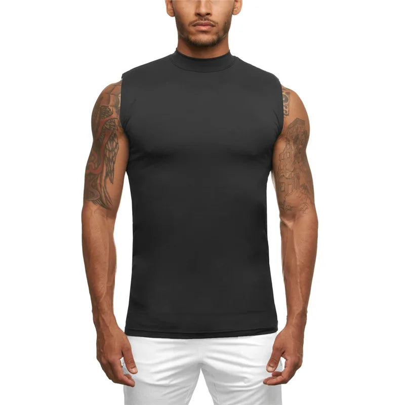 Men's Summer Super Elastic Quick-Drying Training Top Sleeveless Sports Vest for Bodybuilding Running Training Optimal for Men