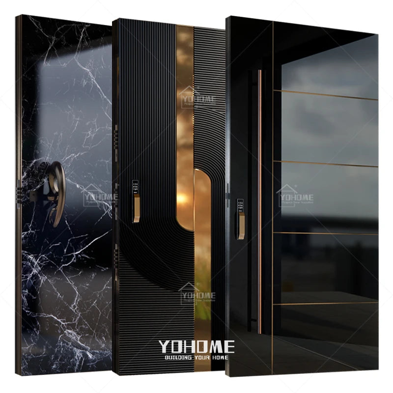 Dubai Aluminum Gate Main Door Models Pivot Door Design for Home Exterior Burglary Proof Door
