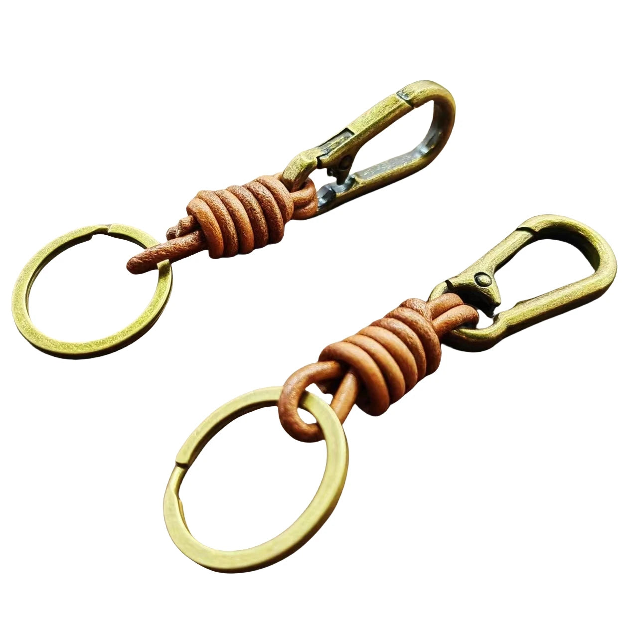 Trendy Retro Car Keychain Cowhide Punk Woven Leather Rope Key Chains Custom Metal Car Key Rings Pendant Lobster Clasps Keychain