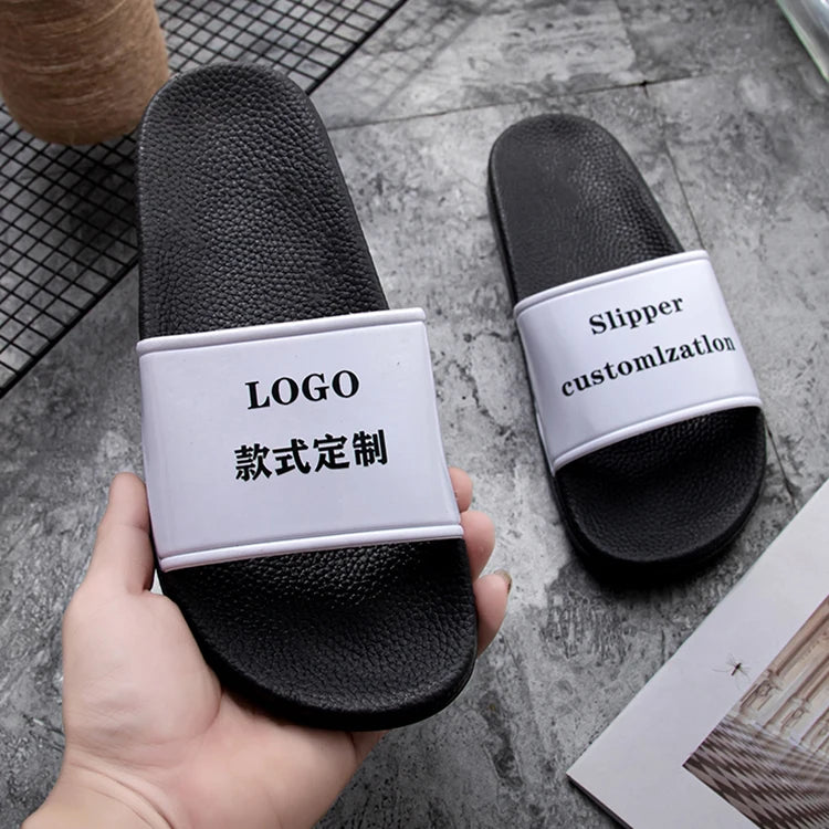 Manufacturer-Designed Custom Logo Hotel Slipper Shoes for Men Lightweight Anti-Slippery Rubber Sandal Slides Embossed Platform