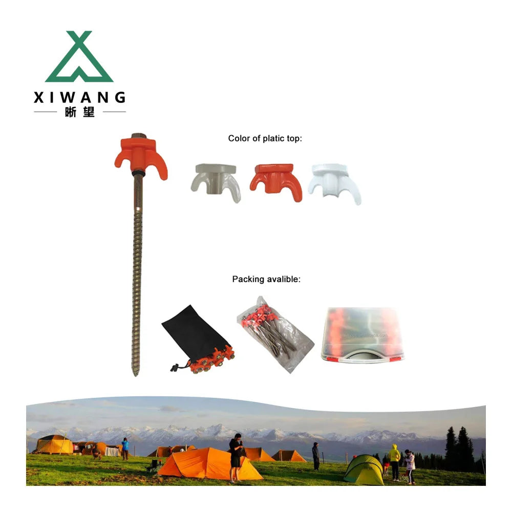 TP3015 21*7.5cm Dia 7mm  Heavy Duty  Color Galvanized Steel Hexagon Head Thread Hex Head Screw in Tent Pegs