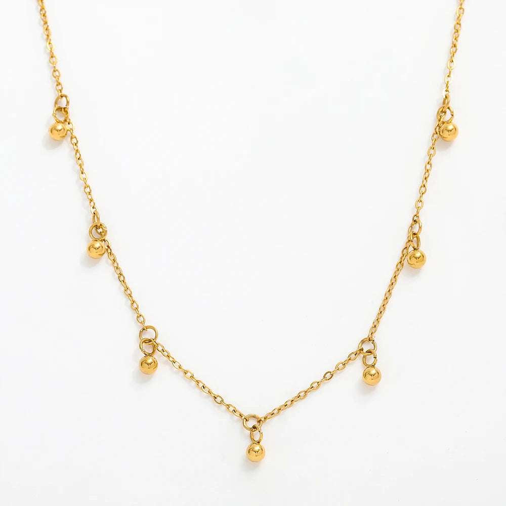 Joolim Jewelry 18K Gold Plated a String Little Beads Pendant Superfine Necklace Stainless Steel Jewelry Wholesale