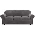 High Stretch Dark Grey Custom 3 Seaters Plush Velvet Sofa Slipcovers