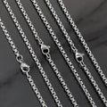 3mm Classic Stainless Steel Square Box Chain Necklace Steel Color Multi-Spec Basic Necklace