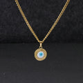 18K Gold Lucky Blue Eye Pendant on Stainless Steel Chain Tarnish-Free Necklace for Women and Girls