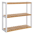 Bamboo Bathroom Wall Mounted Shelf White 3 Tier Adjustable Plant Shelf Standing Multi-Scene Use Storage Shelf