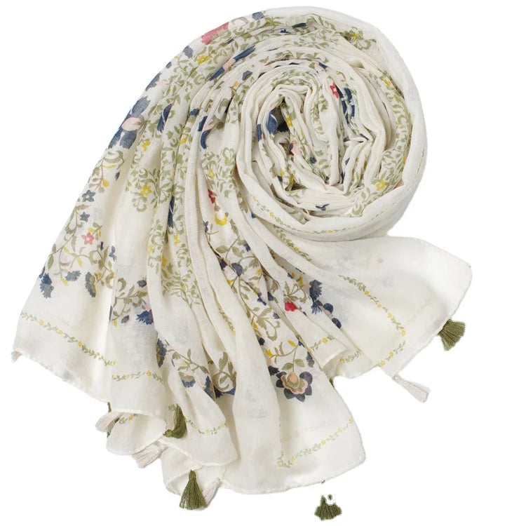 Design Customized Logo Accept Fashion Journey Cartoon Cheap Girls Ethnic Spring Summer Scarves